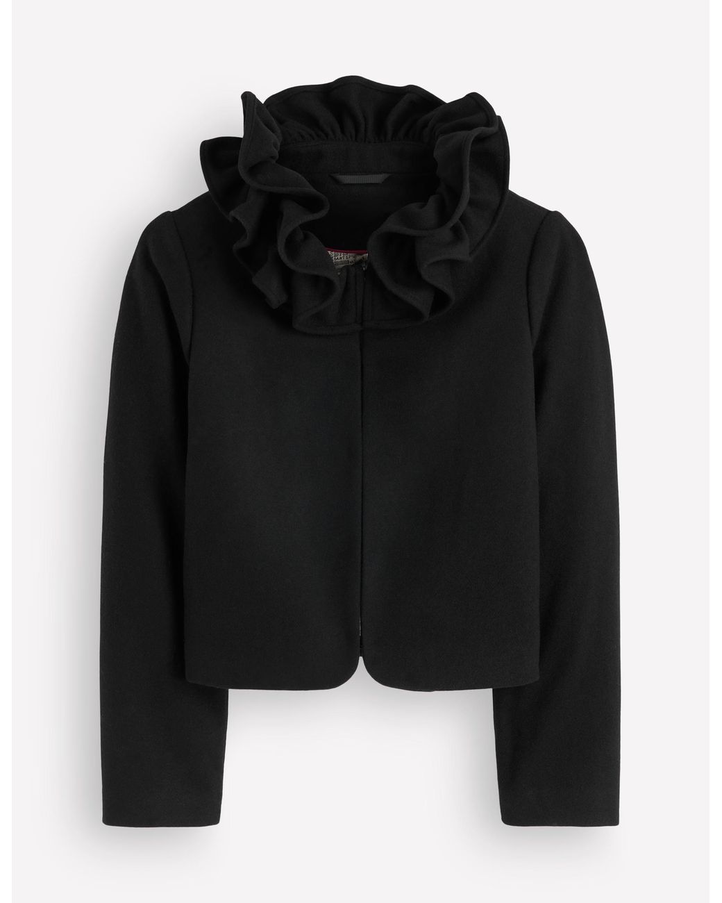 Boden Blue Ruffle Neck Wool Jacket
