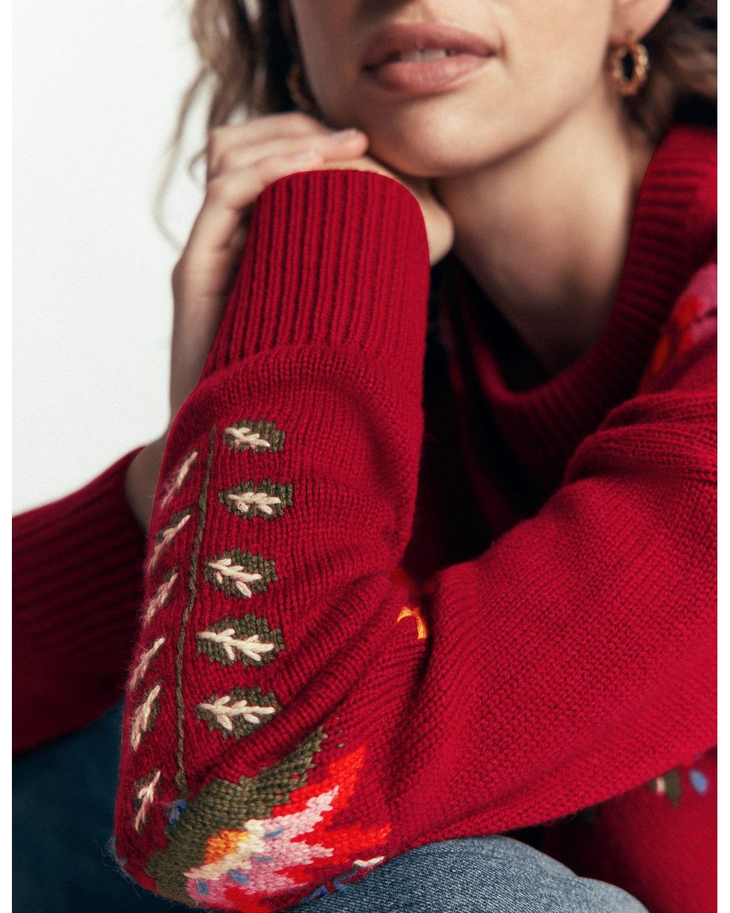 Boden Ella Embroidered Knit Sweater