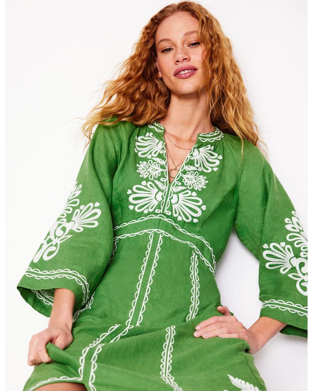 boden green dress Pleat Detail Blouson - Rich Emerald wearable way Women's Green Dresses | Boden