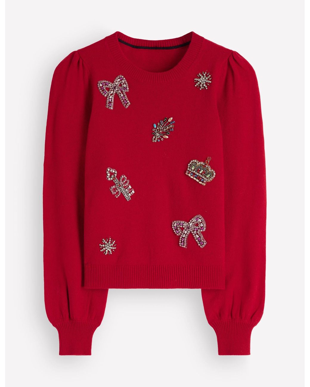 Boden Red Ria Embellished Knit Jumper