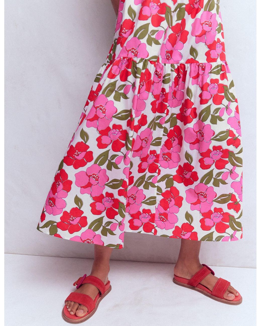 Boden Red Sleeveless Poplin Dress