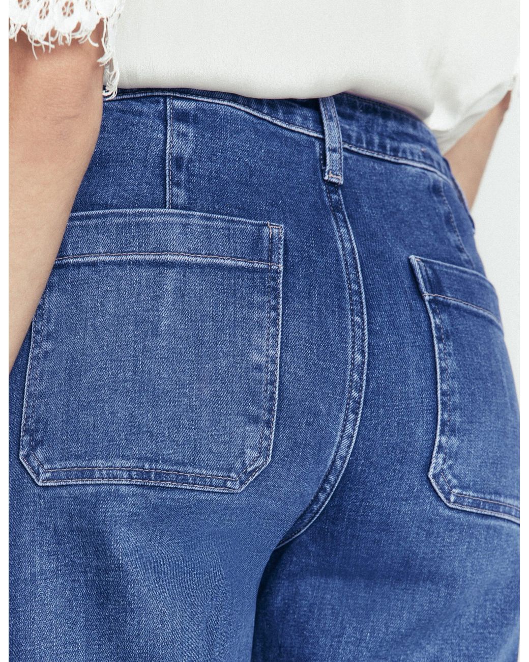 Boden Blue Patch Pocket Flare Jeans