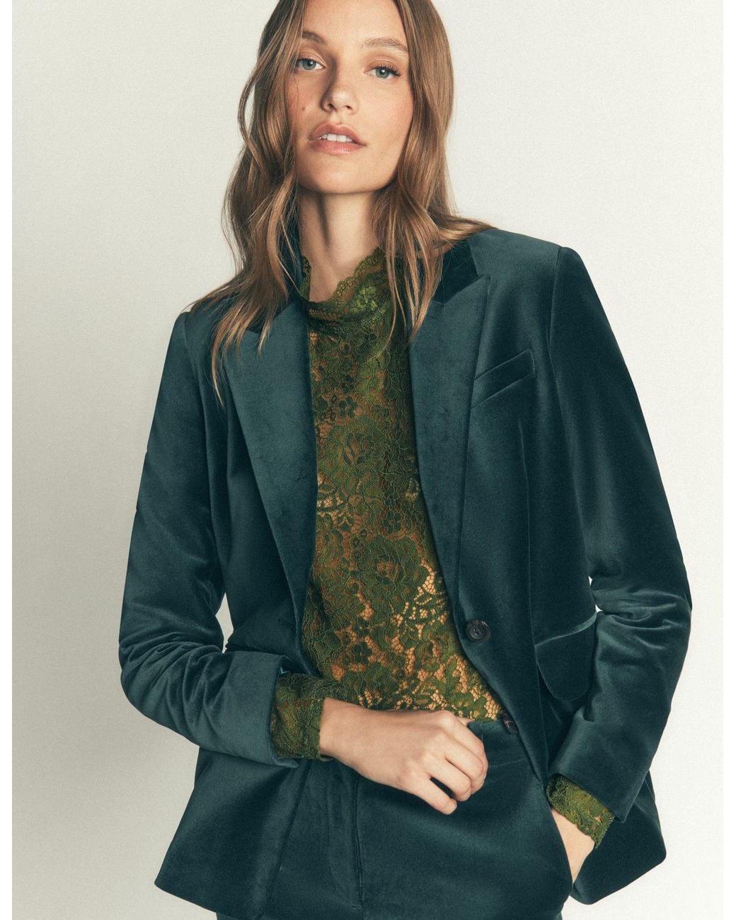 Boden Green Lace Detail Top