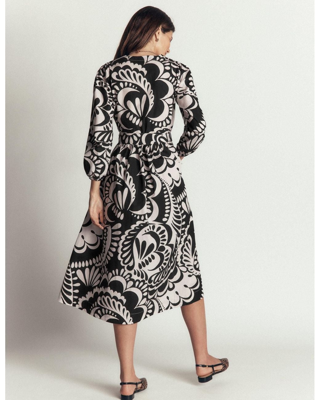 Boden Black Nicola Cotton Midi Dress
