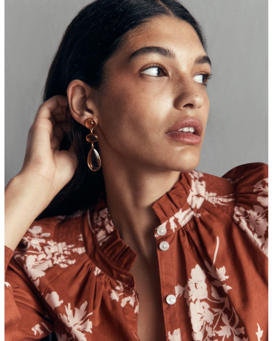 Boden Brown Jewel Tear Earrings
