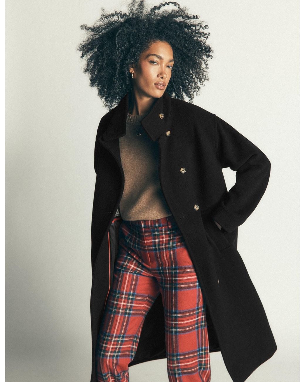Boden Gray Funnel Neck Longline Wool Coat
