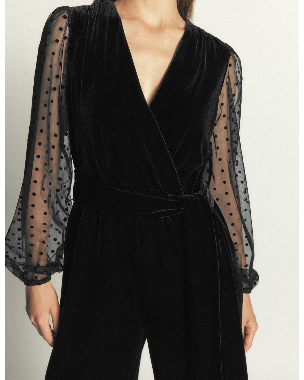 Boden Black Velvet Tulle Sleeve Jumpsuit