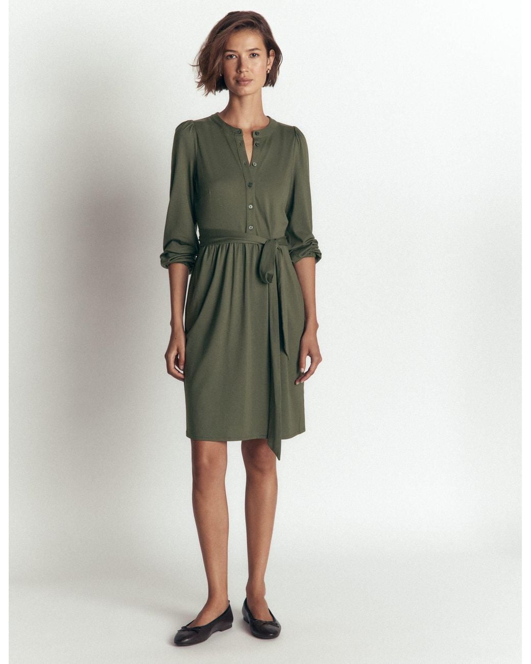 Boden Green Adele Belted Jersey Dress