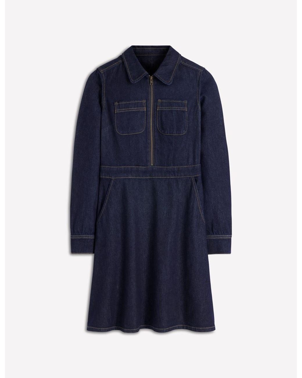 Boden Blue Flippy Denim Shirt Dress