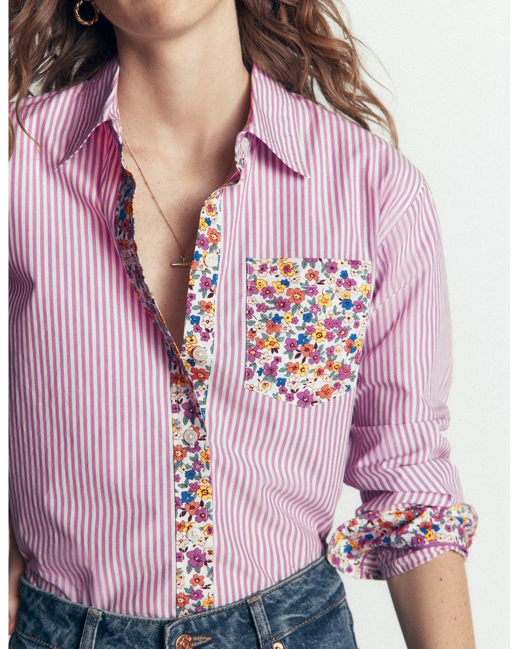 Boden Purple Sienna Relaxed Cotton Shirt