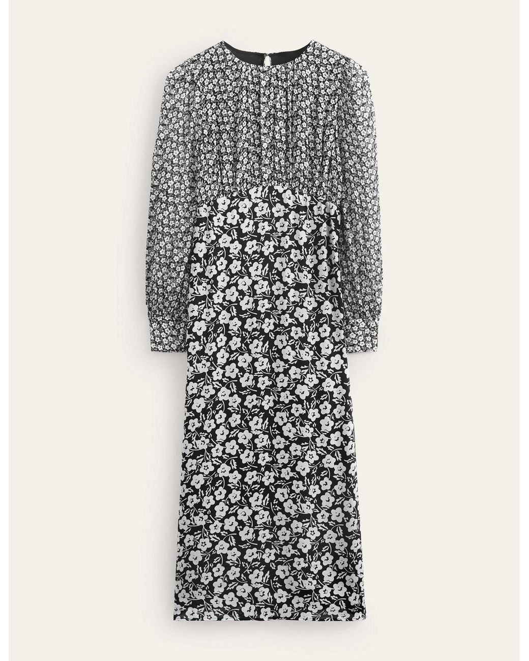 Boden Blue Hotched Midi Tea Dress