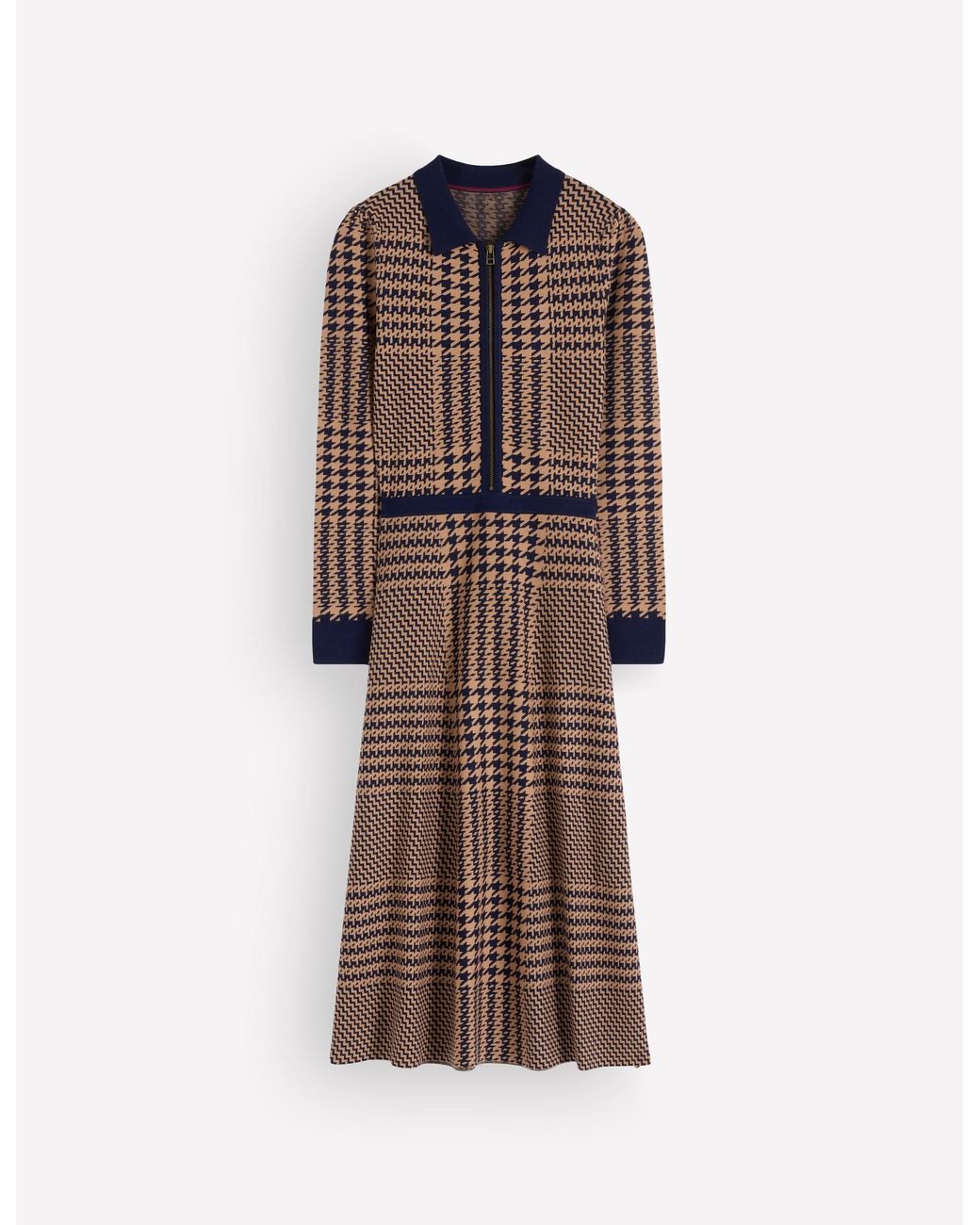 Boden Brown Fiona Zip Front Knitted Dress