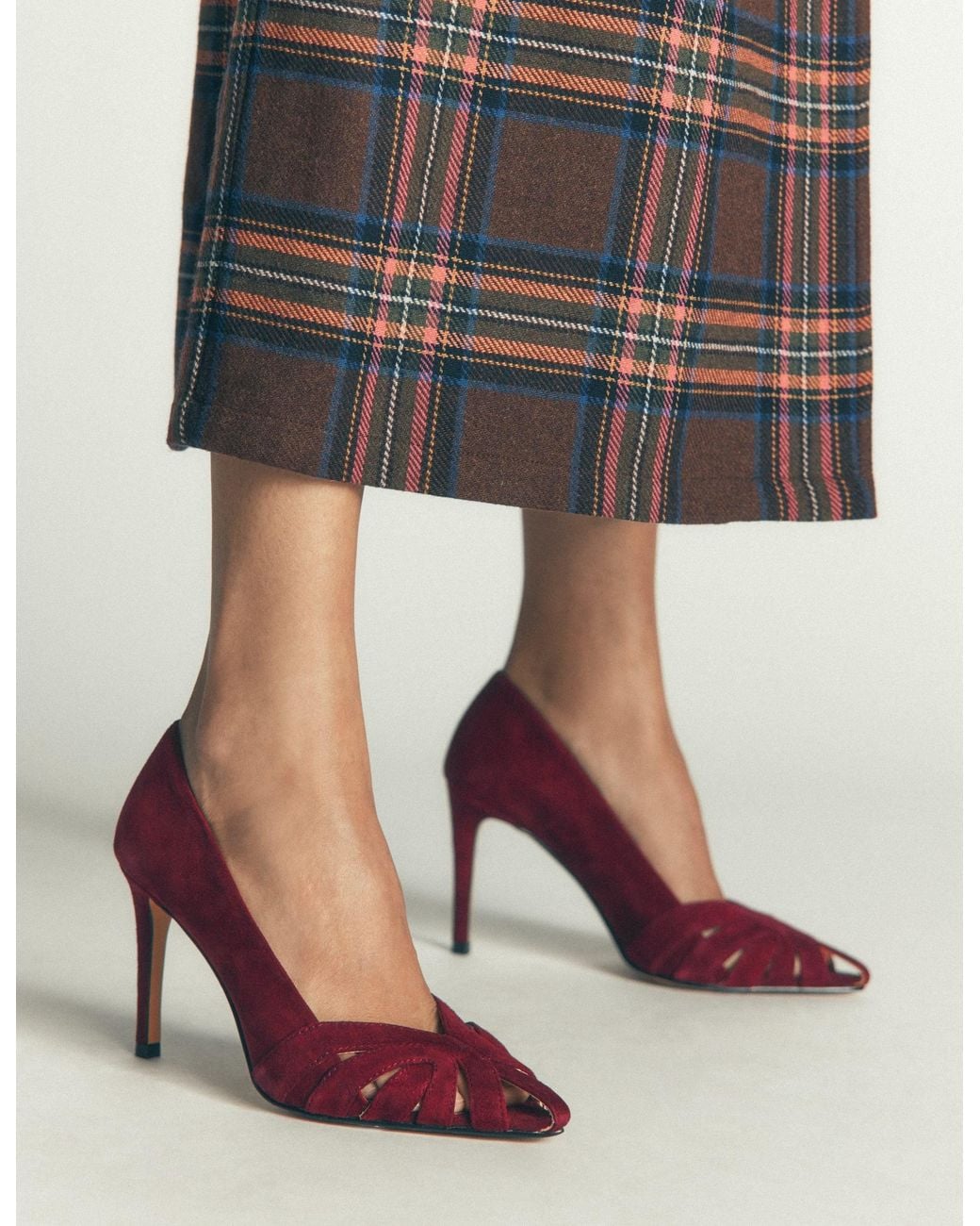 Boden Red Caged Court Shoes