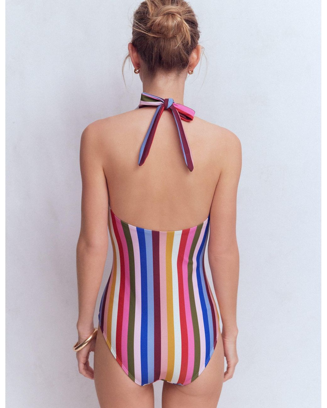 Boden Orange Bow Halter Swimsuit