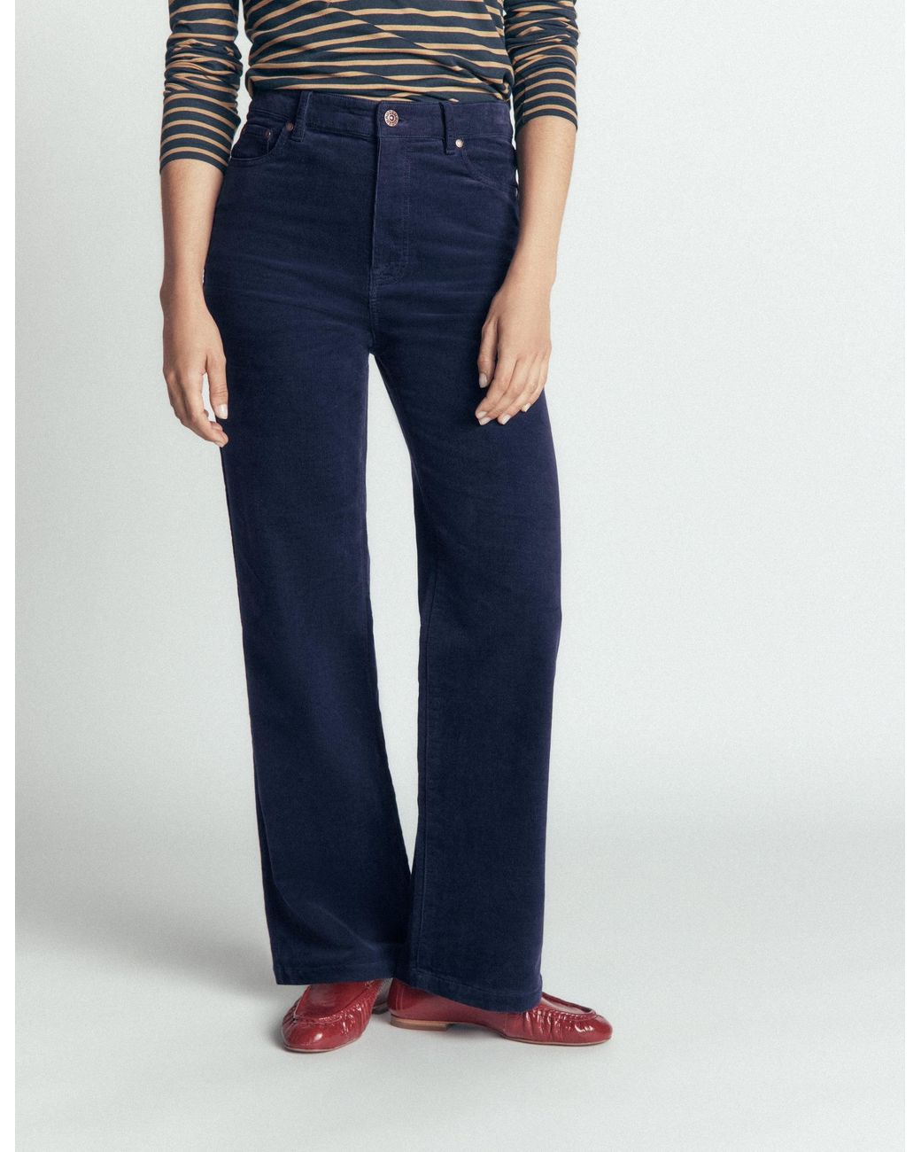 Boden Blue High Rise Cord Column Jeans