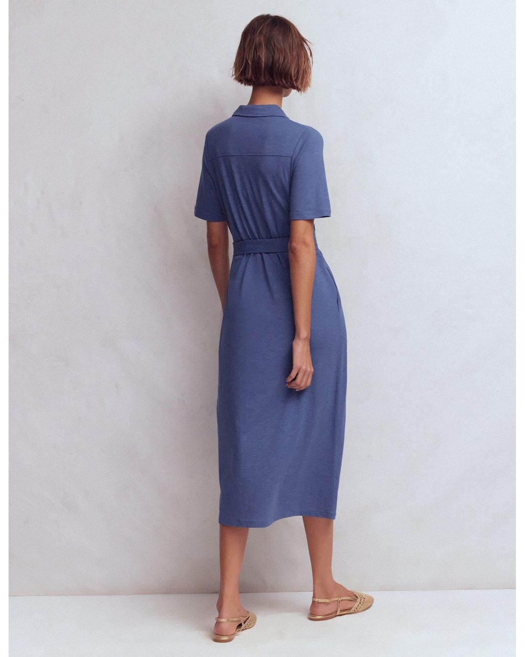 Boden Blue Mavis Midi Jersey Shirt Dress