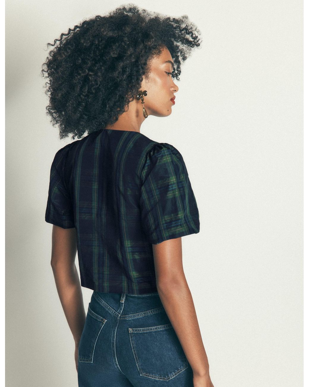 Boden Black Puff Sleeve Taffeta Top