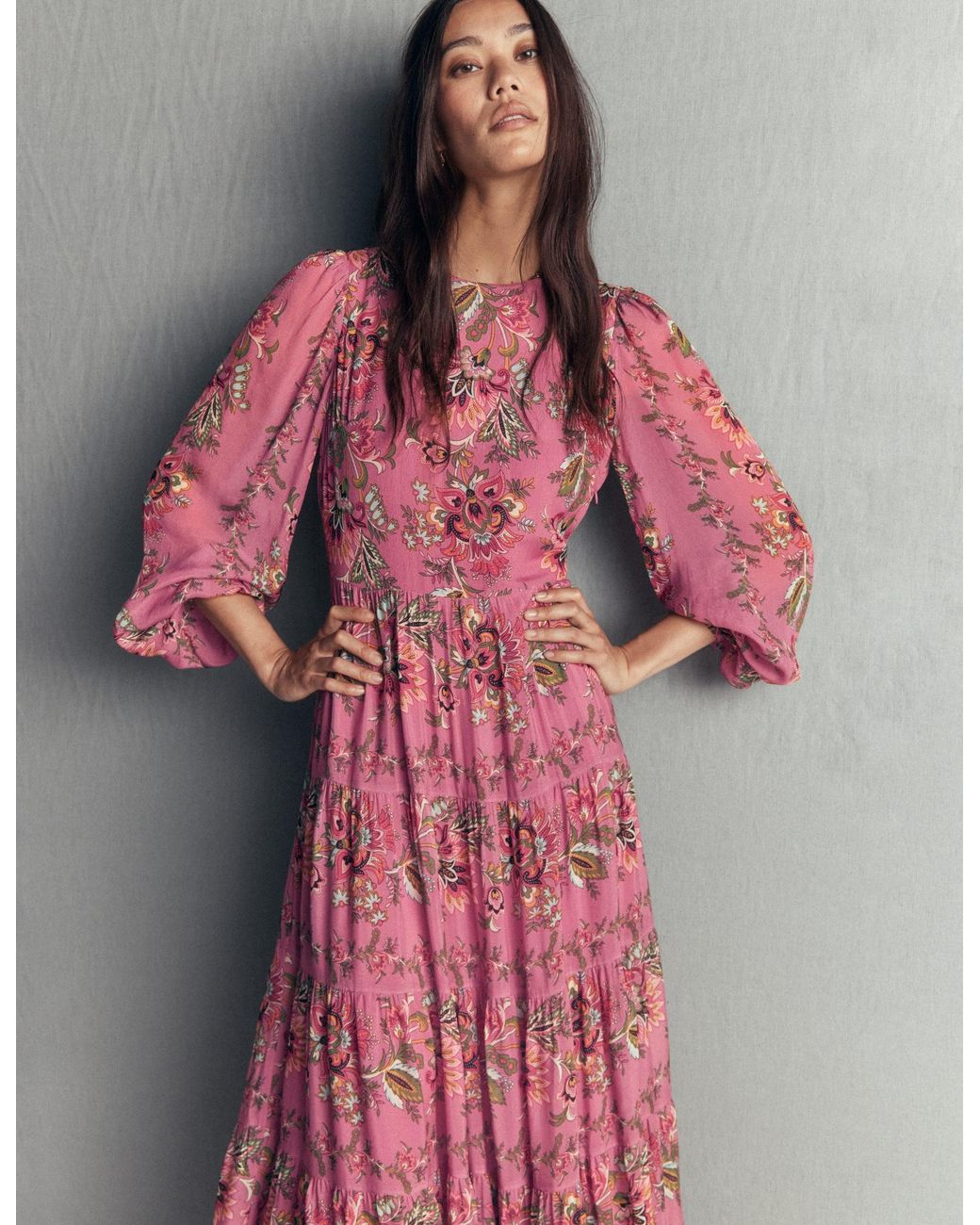 Boden Green Multi Tiered Maxi Dress