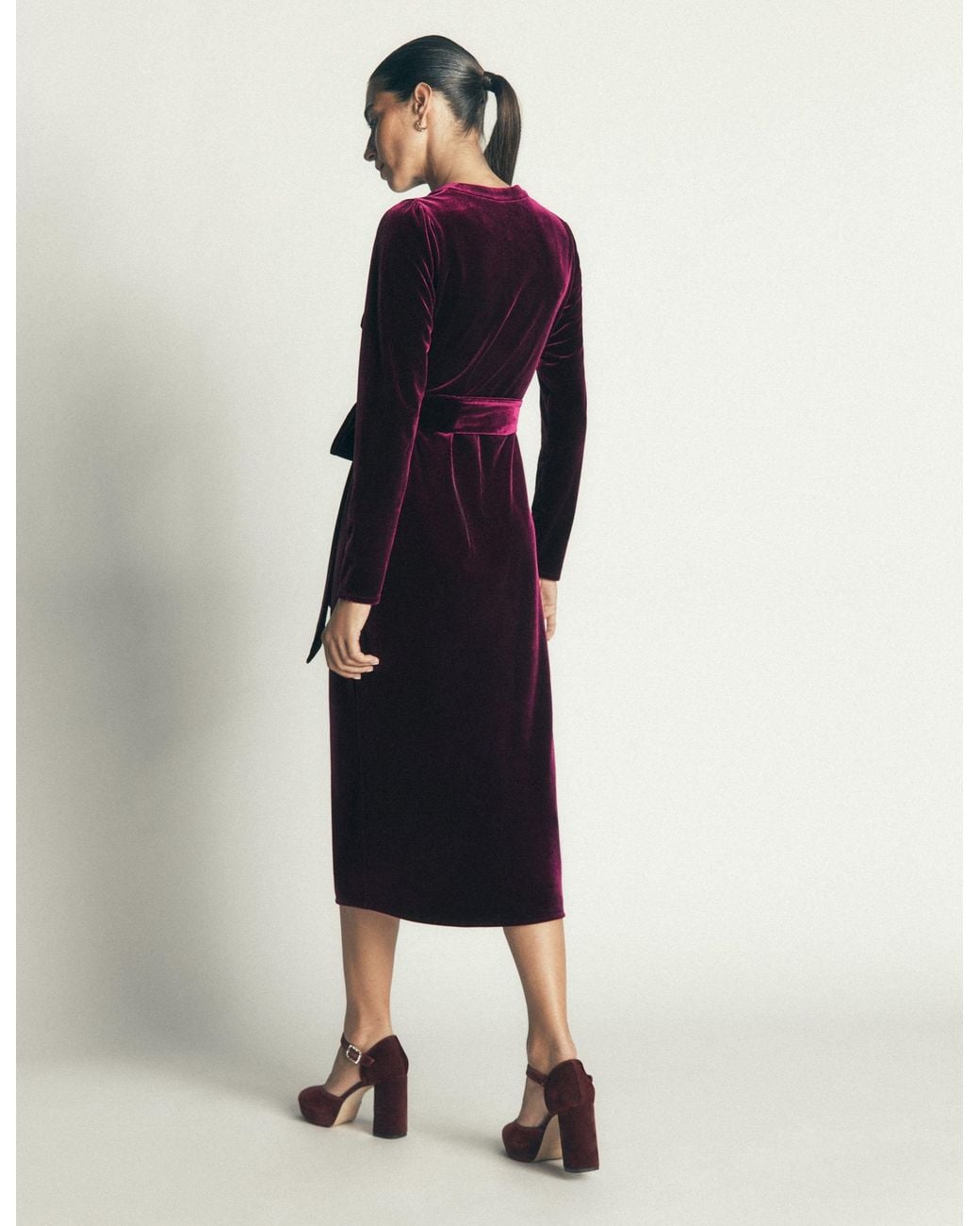 Boden Blue Honor Column Velvet Midi Dress
