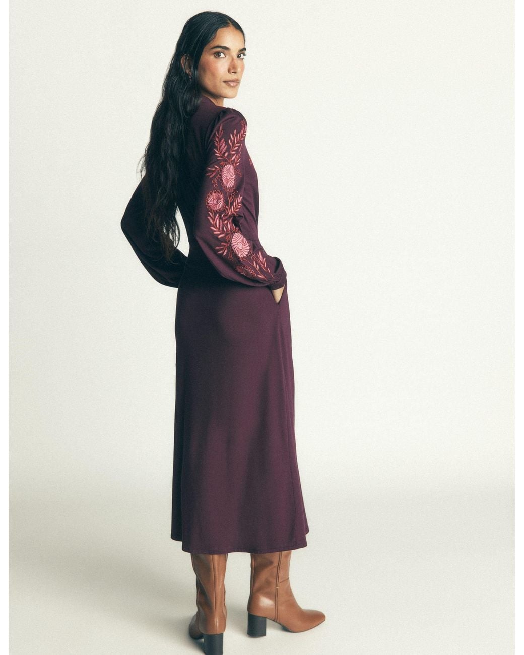 Boden Purple Juliet Jersey Midi Dress