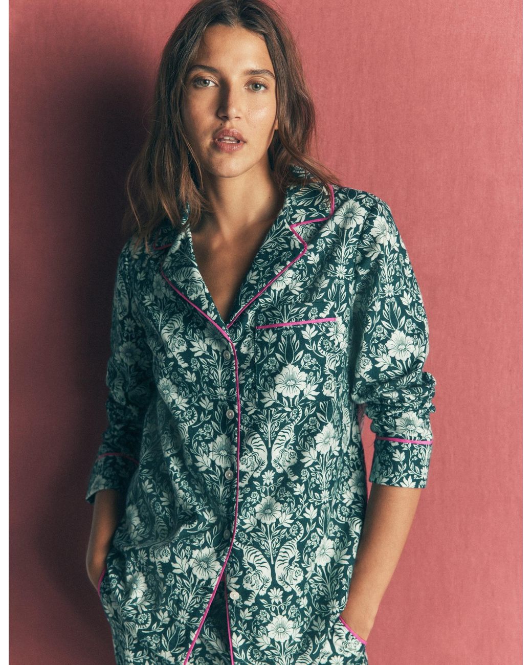 Boden Blue Brushed Cotton Pyjama Shirt