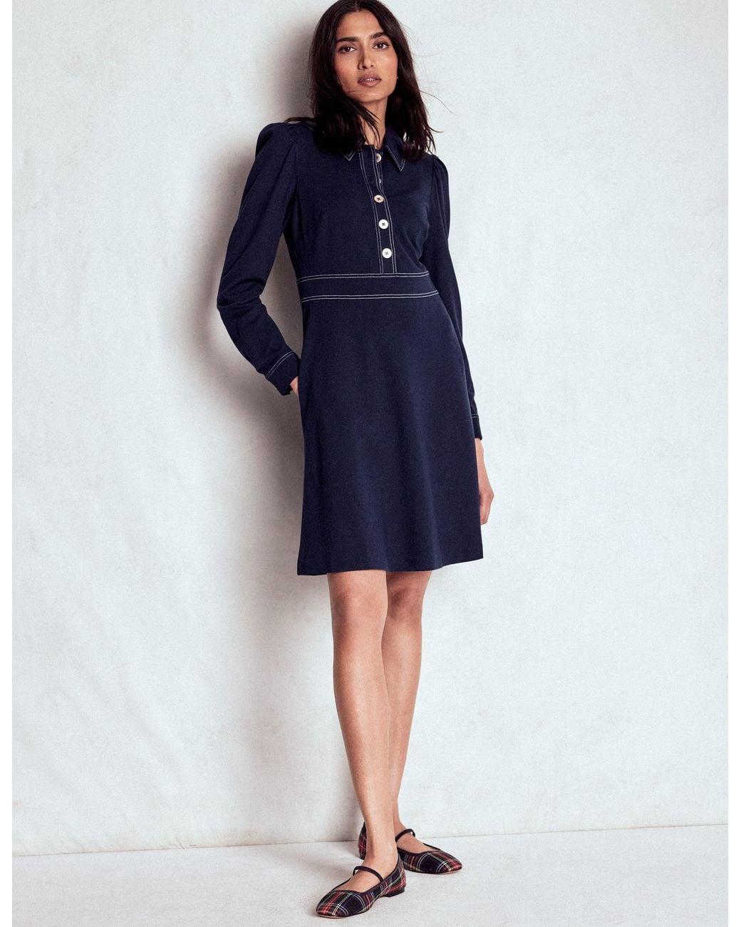 Boden Blue Nicolette Long Sleeve Dress