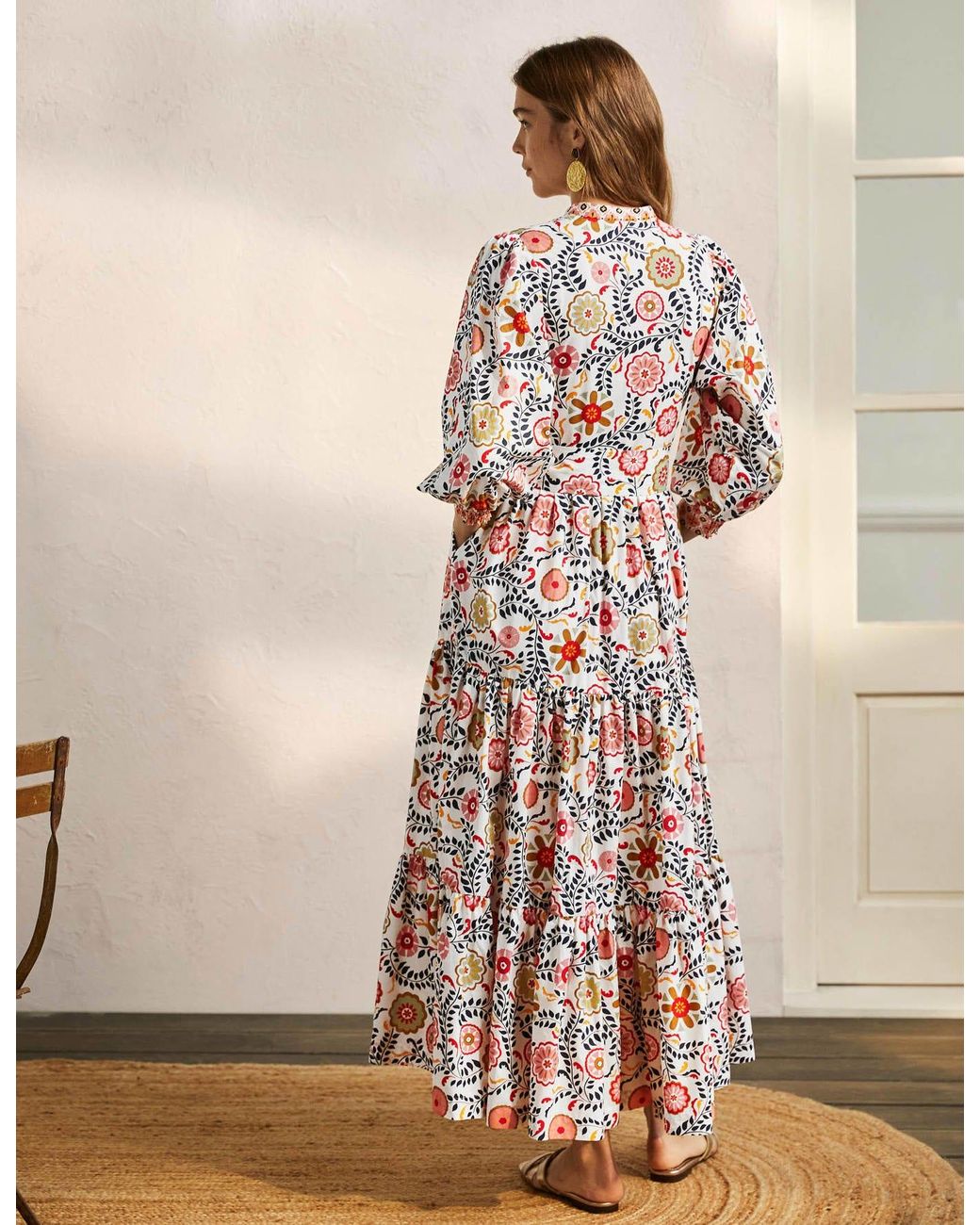 Boden Ava Tiered Maxi Dress in White | Lyst