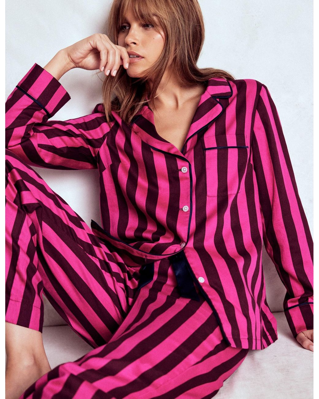 Boden Red Cotton Pajama Shirt