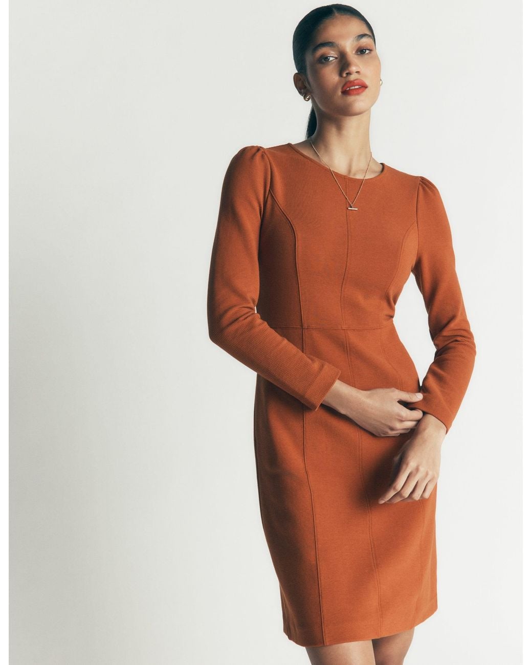 Boden Brown Marla Seamed Ottoman Dress