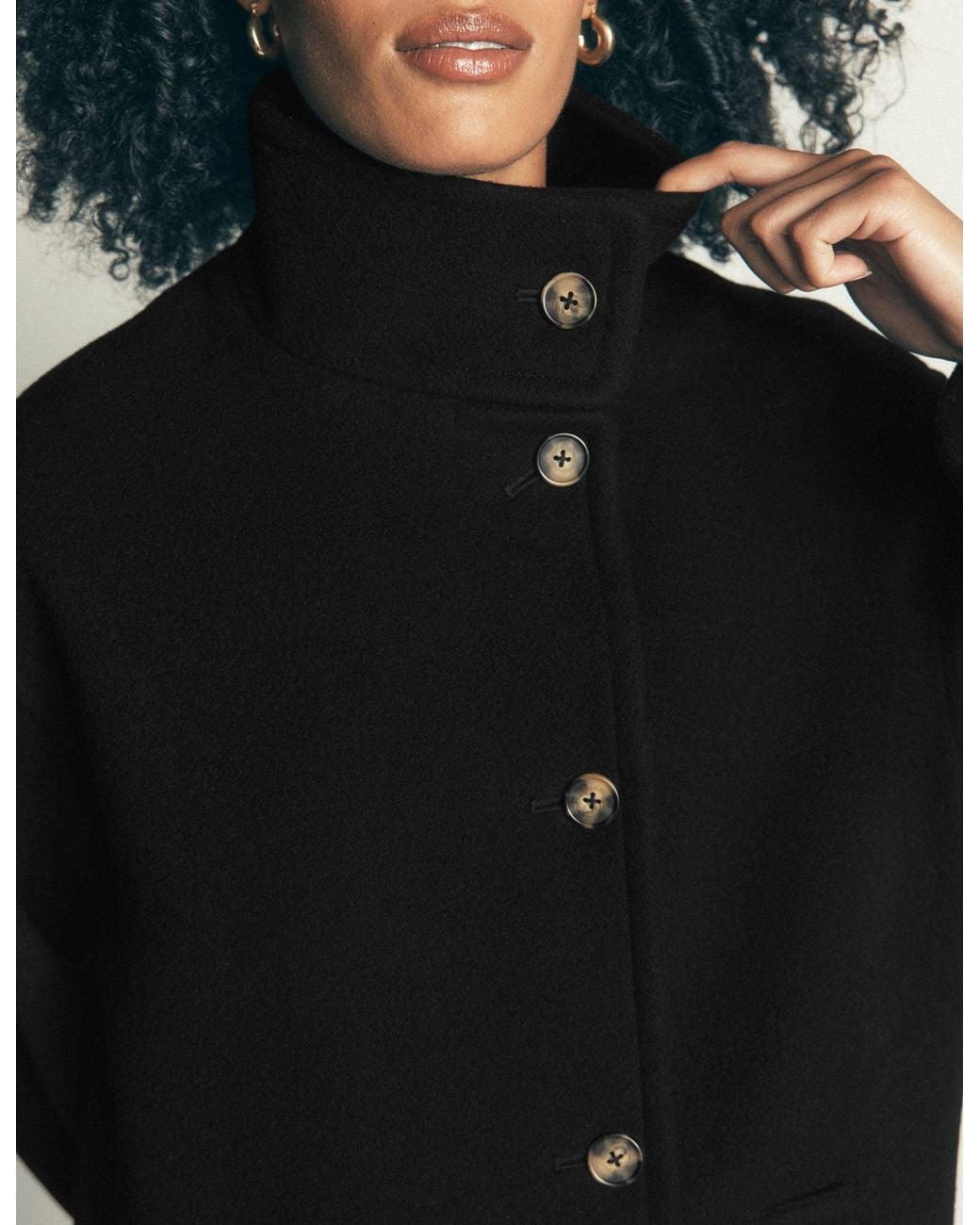 Boden Gray Funnel Neck Longline Wool Coat