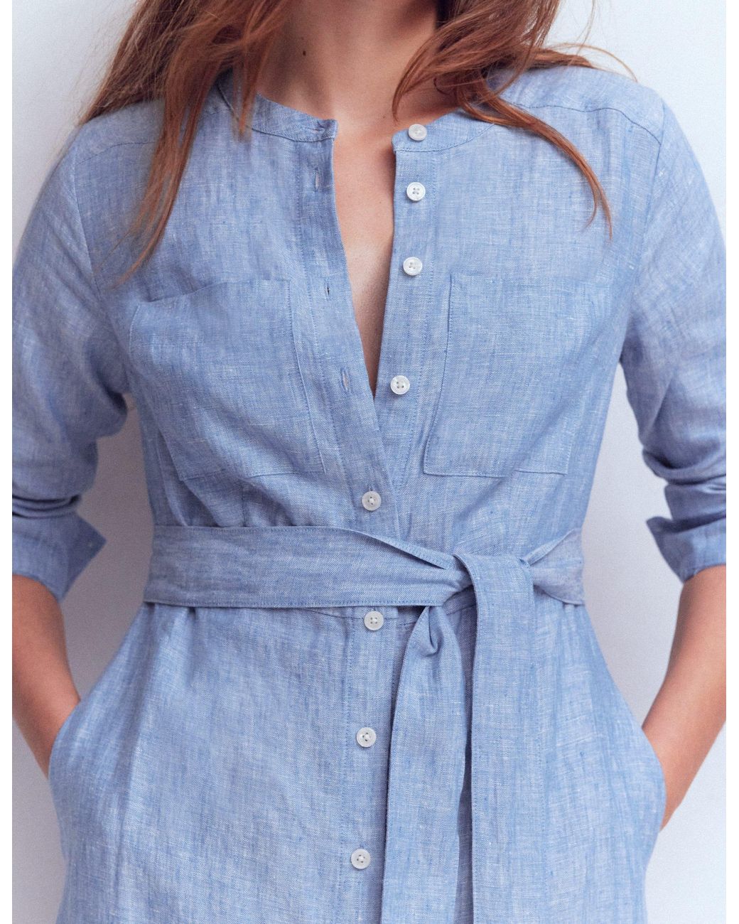 Boden Blue Mollie Linen Shirt Dress