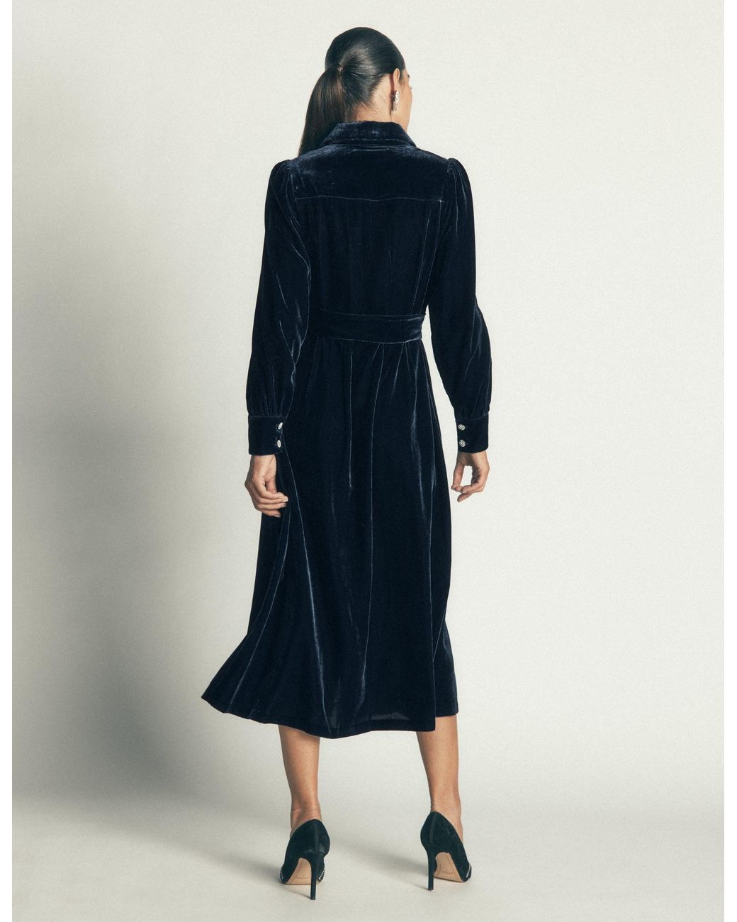Boden Blue Maeve Velvet Shirt Dress