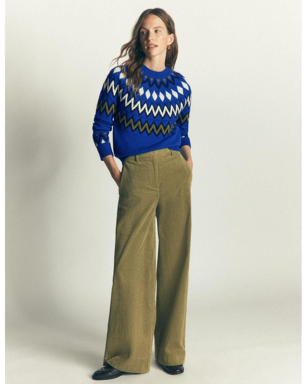 Boden Blue Mae Fair Isle Knitted Jumper