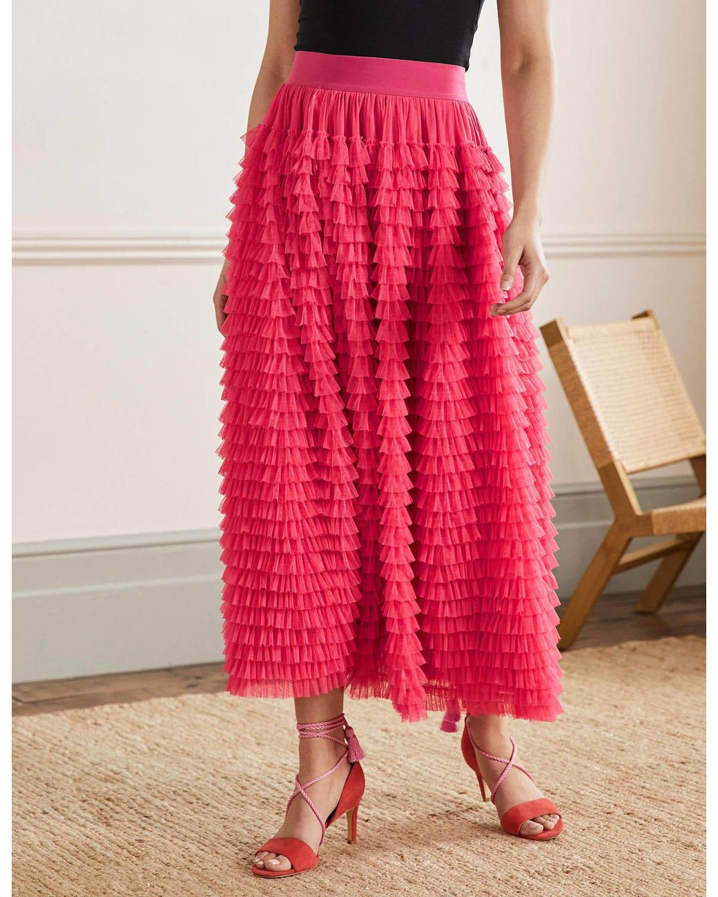 Boden pink top pleated skirt