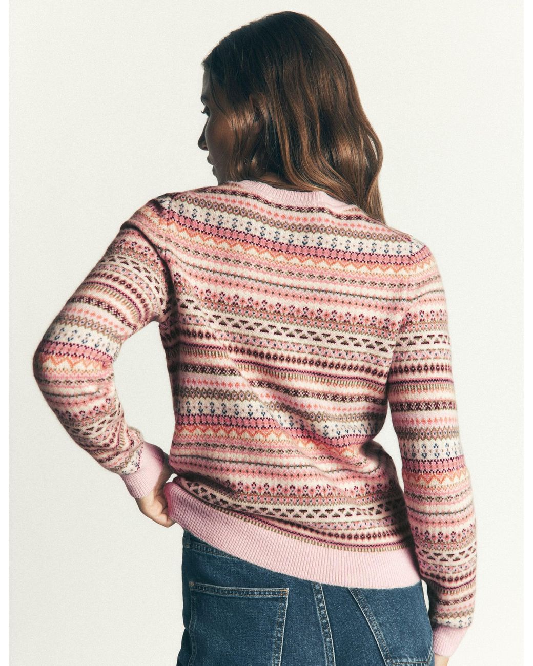 Boden Pink Edie Fair Isle Sweater