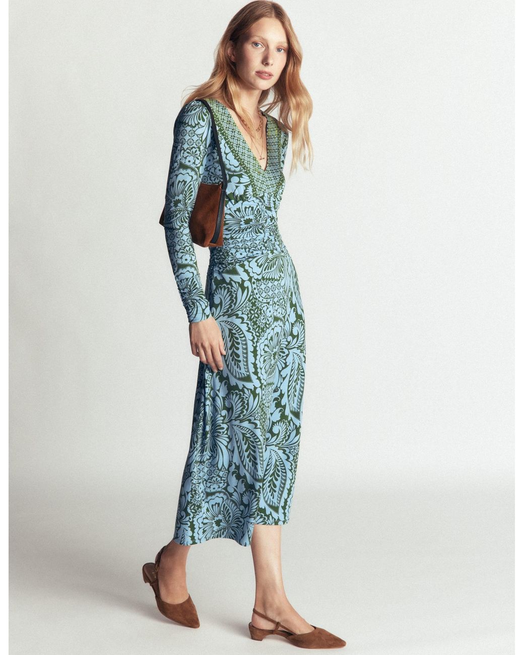 Boden Blue Mya Ruched Jersey Midi Dress