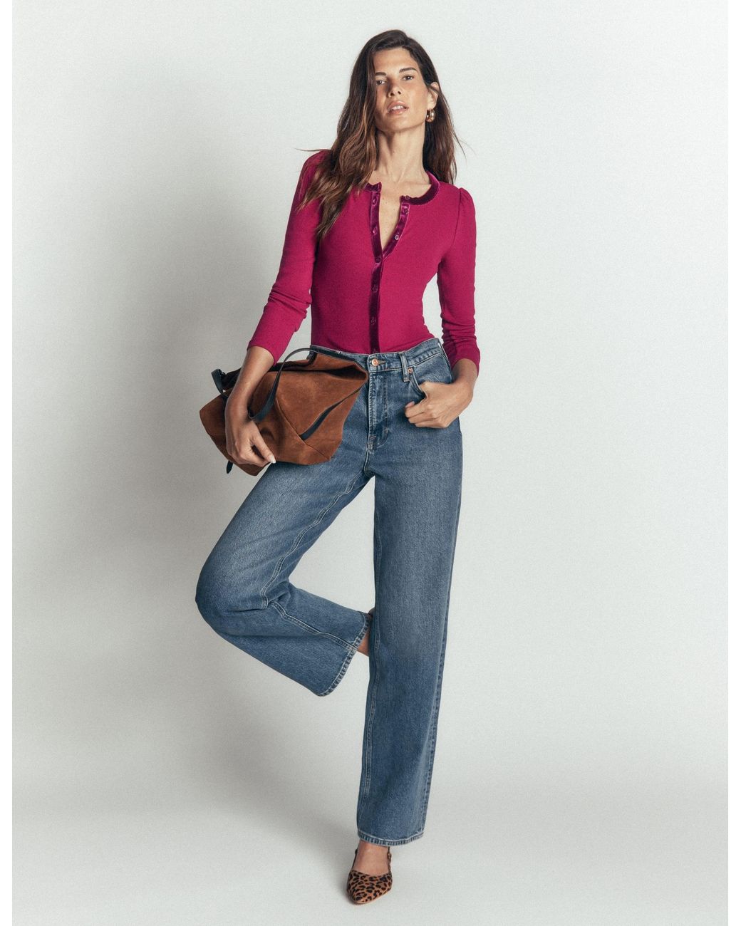 Boden Pink Velvet Trim Ribbed Cardigan