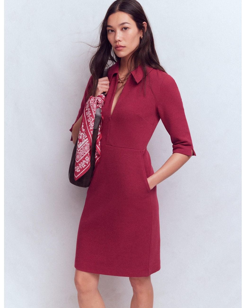 Boden Red Cam Short Sleeve Ottoman Dress