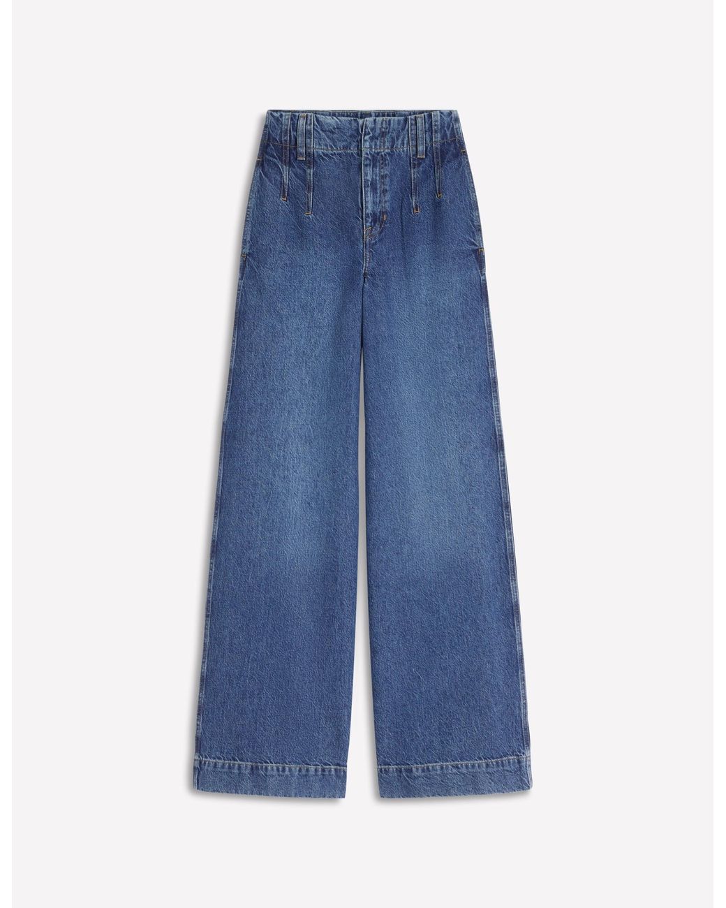 Boden Blue Stitch Detail Wide Leg Jeans