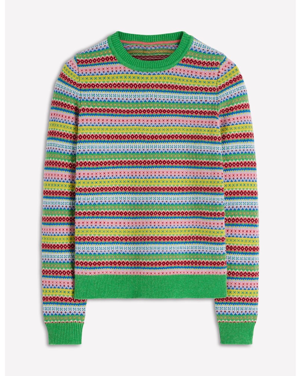 Pull Femme Boden En Laine – Motif Fair Isle Holiday, Taille 8 UK, Multicolore, Pullover
