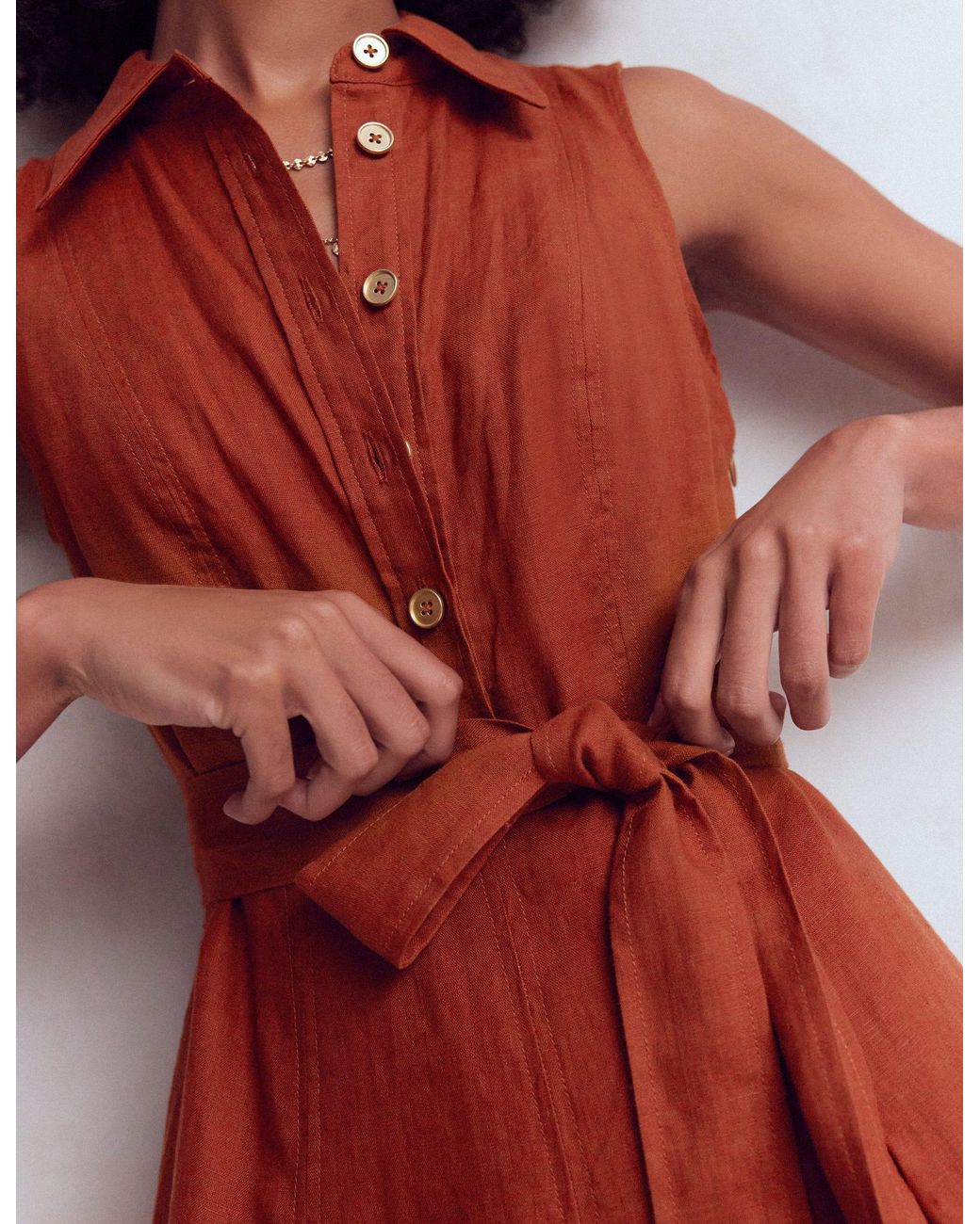 Boden Red Belinda Linen Shirt Dress