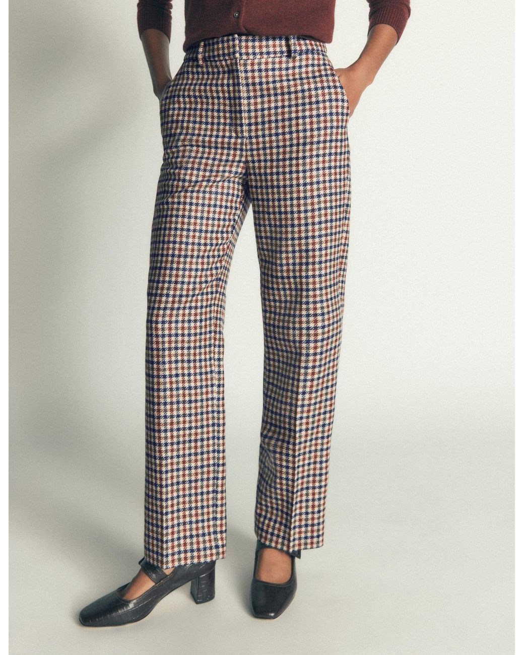 Boden Blue Canonbury Wool Blend Trousers