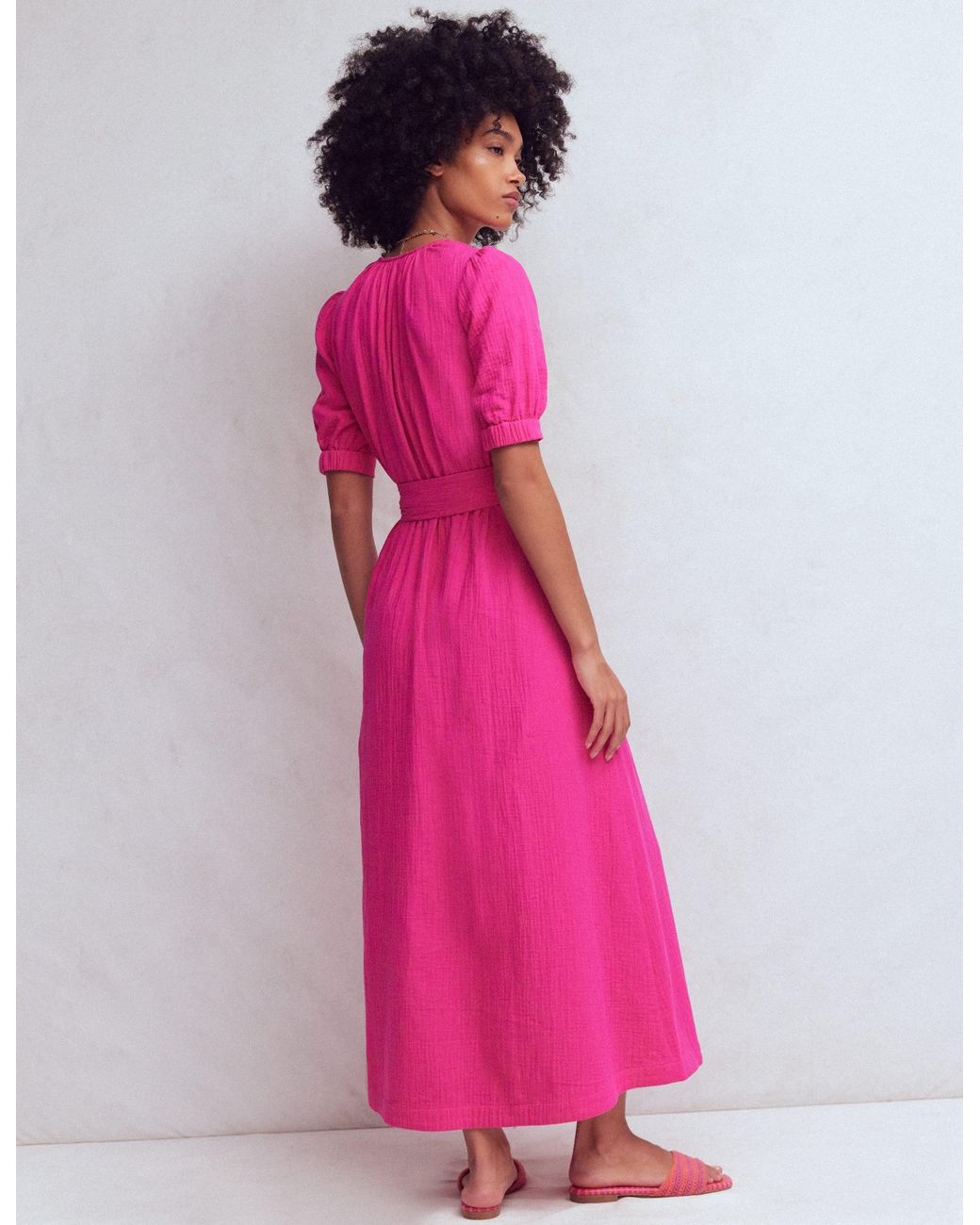 Boden Pink Double Cloth Puff Sleeve Dress