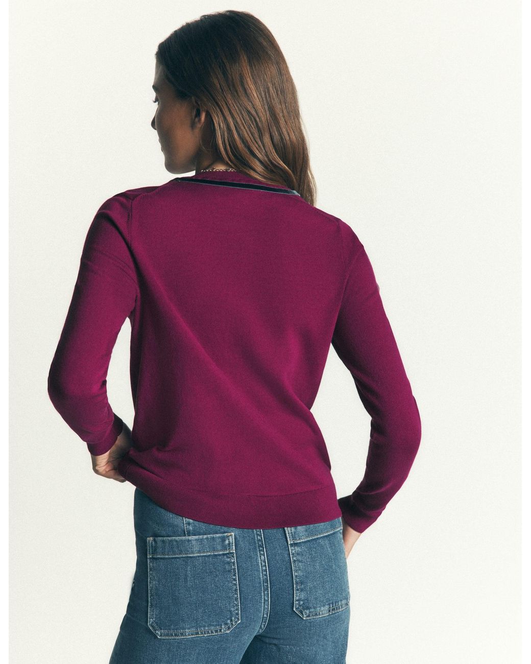 Boden Blue Velvet Trim Henley
