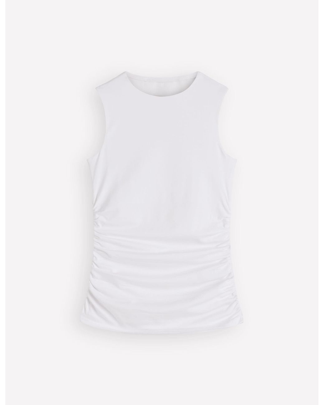 Boden White Tia Sleeveless Ruch Jersey Top