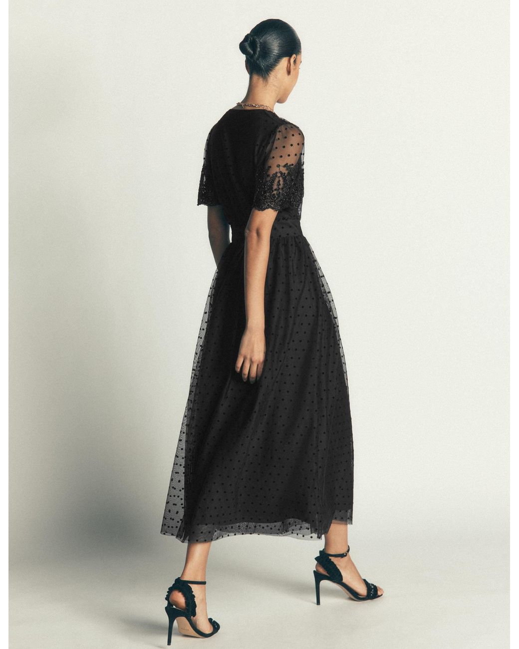 Boden Black Embroidered Tulle Maxi Dress