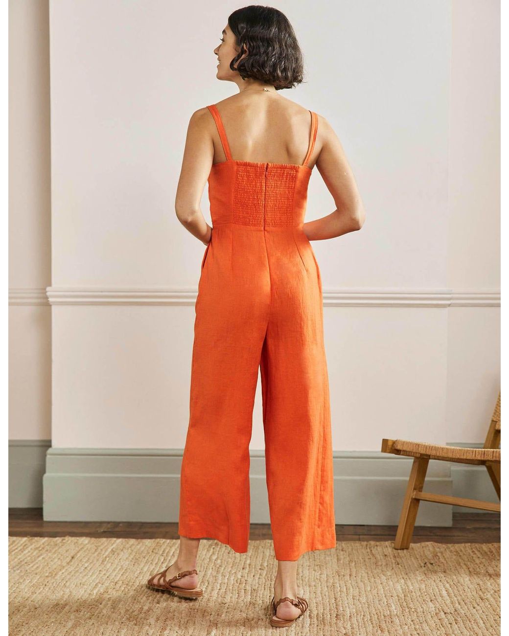 Boden Lola Strappy Linen Jumpsuit 