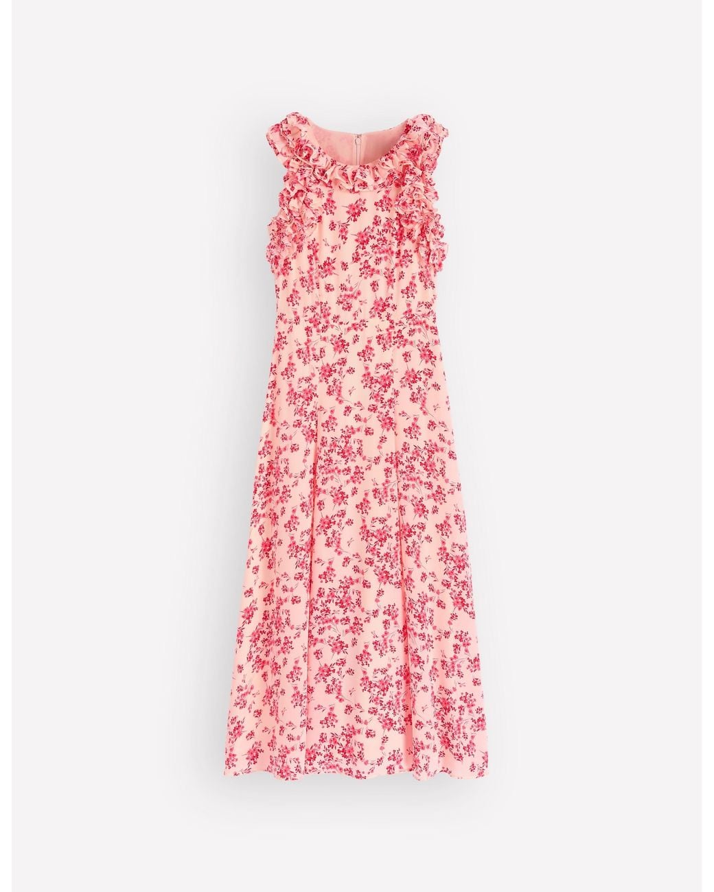 Boden Natural Ruffle Silk Midi Dress