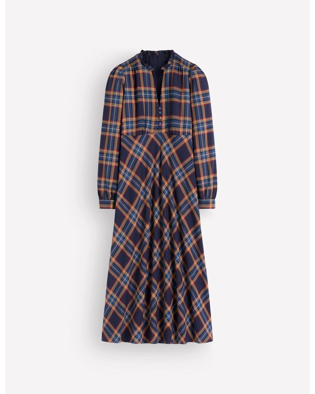 Boden Blue Cassie Checked Tea Dress