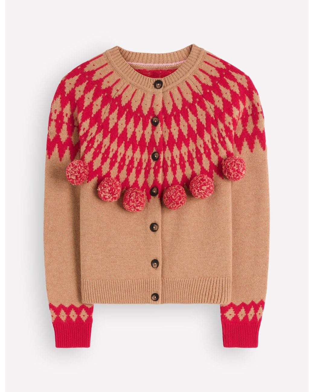 Boden Red Mae Fair Isle Cardigan